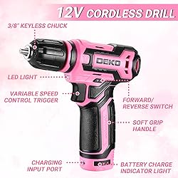 Pink Tool Kit Box Drill Set：DEKOPRO Home Mechanic