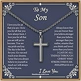 IEFLIFE Cross Necklace Gifts for Men, Silver/Gold/Black Cross Necklace Box Chain Necklace for Men, Fathers Day Valentines Christmas Religious Christian Gifts for Dad Son Husband Step Dad