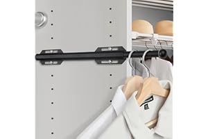 Valet Rod For Closet Pull Out, Heavy Duty Adjustable Valet Rod For Closet, Laundry Room, Bedroom, Bathroom (Black)