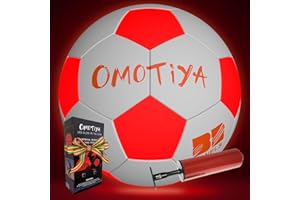 OMOTIYA LED Light Up Soccer Ball - Glow in The Dark Soccer Balls Size 5 - Sports Gear Soccer Gifts for Boys & Girls 8-12+ Year Old - Kids, Teens Football Gift for Ages 8 9 10 11 12
