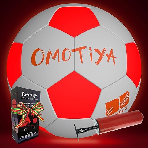 OMOTIYA LED Light Up Soccer Ball Glow in The Dark Soccer Balls
