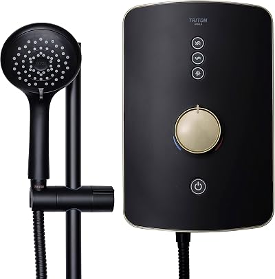Triton Amala Metallic 8.5kW Electric Shower Black Brushed Brass with Hose