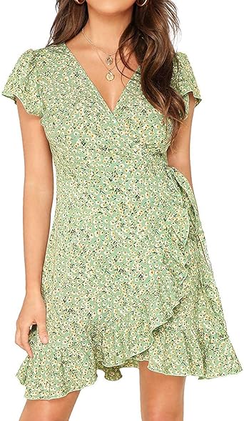 ruffle hem wrap dress