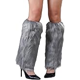 WMG Furry Faux Fur Leg Warmers For Women Fur Long Boot Covers Fluffy and Stretchy Leg Warmers For Christmas Cosplay