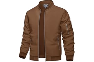 TACVASEN Men's Bomber Jacket Lightweight Casual Spring Fall Windbreaker Zip Up Coat with Pocket
