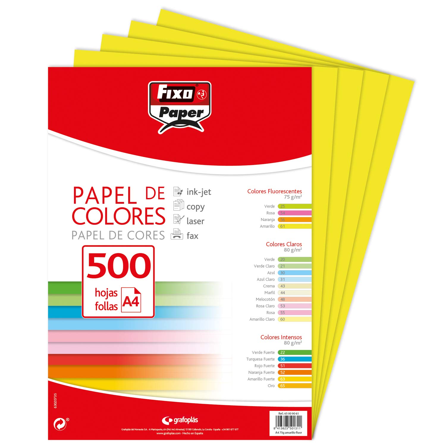 Fixo Sheets 75 g, Paper, Fluorescent Yellow, A4