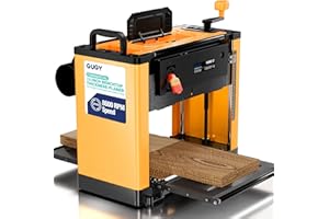 GUGY Thickness Planer - Electric Benchtop Planer Machine, 2 Knife Steel Cutter Head, 13" Width Worktable, 13-Amp 2000W Power Motor, Extended Infeeding Table for Hard & Soft Wood Material Woodworking