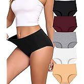 UNDER THE SEA High Waisted Cotton Underwear Womens Full Coverage Soft Ladies Briefs Plus Size Women's Panties S-XXL 5 Pack