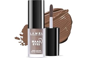 Lamel Matte Liquid Eyeshadow - Long Lasting Waterproof Eye Tint - Quick-Drying, Hypoallergenic Eye Makeup - Creamy & Smooth Formula - Brown Matte Cream Eyeshadow - Maad Eyes, №401, 5.2ml / 0.17oz