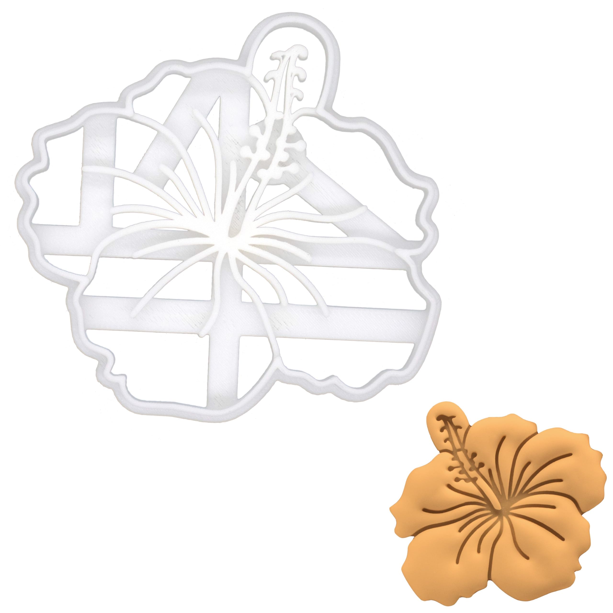 BAKERLOGY Hibiscus Cookie Cutter - Detailed Biscuit Cutter Design for Baking and Crafts, Ideal on Fondant, Dough, Clay