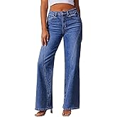 Pink Queen Wide Leg Jeans for Women 2025 High Waisted Casual Loose Fit Denim Pants Trendy Seamed Long Trousers with Pockets