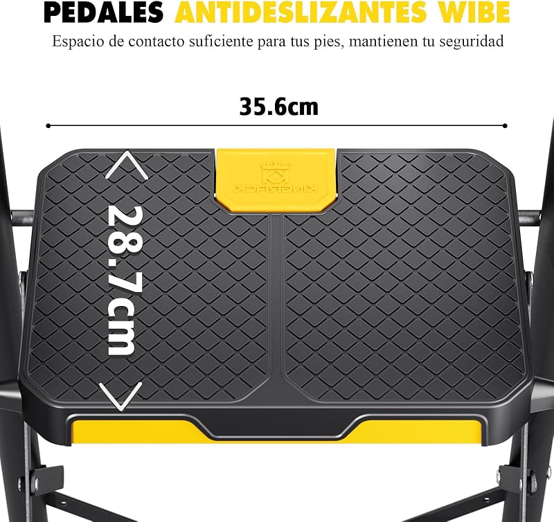 Escada dobrável de 3 degraus com fechadura de segurança, carga doméstica de tesoura até 360kg com pedal antiderrapante largo, corrimão, banco de aço para cozinha doméstica, preto