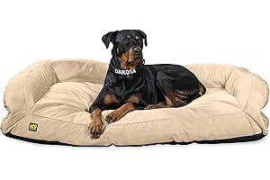 K9 Ballistics Tough Bolster Nesting Pillow X-Large Sofa Dog Bed with Removable Washable Cover - Durable, Water Resistant with Nonskid Bottom 54"x38", Sandstone
