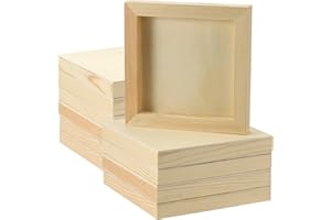 JOIKIT 20 Pack 5 x 5 Inch Wood Canvas Panels, 1cm Thick Wooden Canvas Board Unfinished Wood Cradled Painting Panel Boards, Artist Wooden Canvases for Burning, Pouring, String Art, Crafts