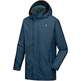 Little Donkey Andy Men's Long Waterproof Rain Jacket with Hood Lightweight Rain Shell for Hiking