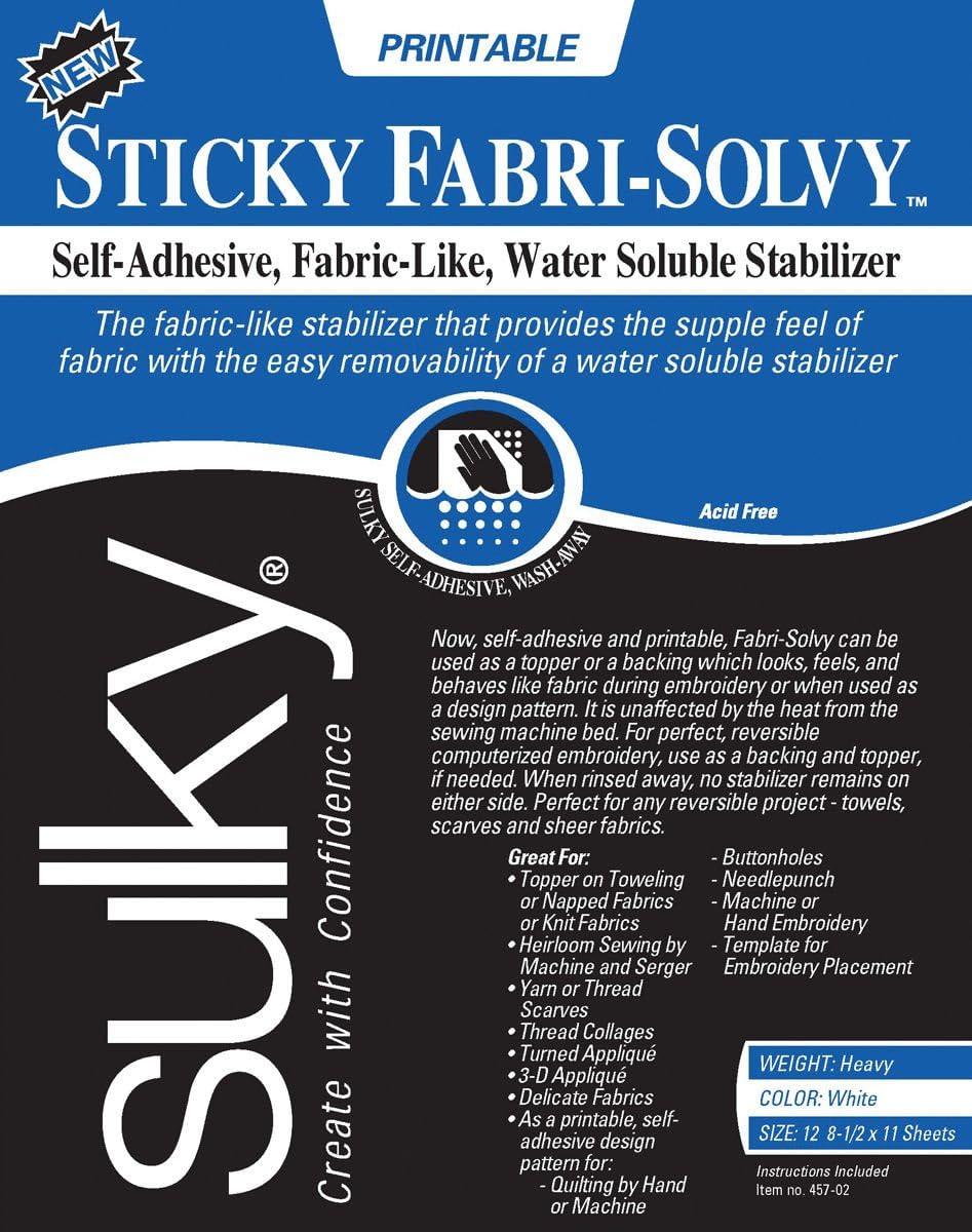 lovithanko Sticky Fabri-Solvy Stabilizer-8.5``X11`` 12/Pkg ##bicwarehouse