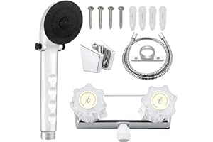 LAVISHSTREAM RV Shower Faucet with Shower Head and Hose, 4" ABS Shower Set, Leak & Rust Resistant for RV Camper Motorhome Travel Trailer, Square Chrome