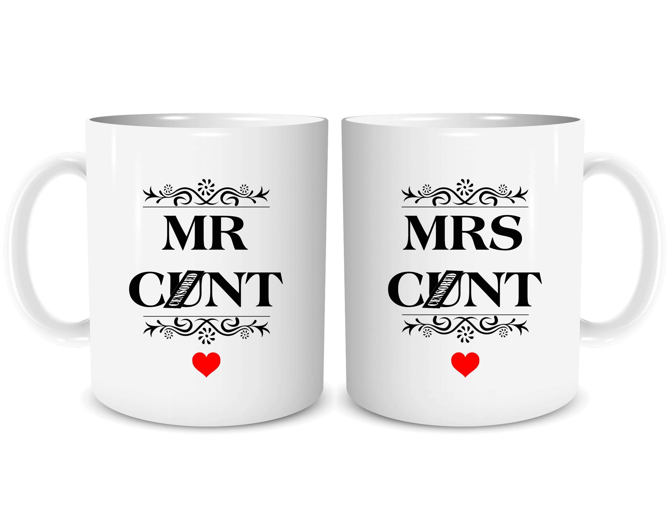 Mug Set Funny Rude Mr & Mrs C*nt Coffee Mugs Wedding Gift Present Joke Cup Housewarming Gift WSDMUG2110