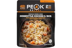 Peak Refuel Homestyle Chicken & Rice | Premium Freeze Dried Camping Food | Backpacking & Hiking MRE Meals | Just Add Water | 100% Real Meat | 40g of Protein | 2 Serving Pouch