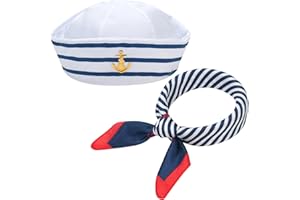 ERDOGLY Captain Hat Sailor Hat Scarf for Men Women, Yacht Hat Sailor Cap Costume Accessories, Boat Costume Dressing up Party