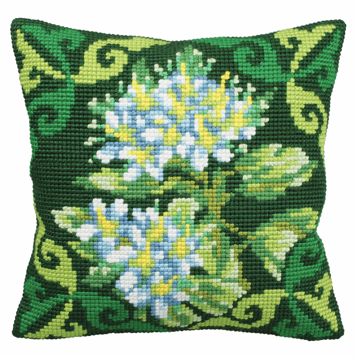 Collection d'Art Cross Stitch Cushion: Green Ledum