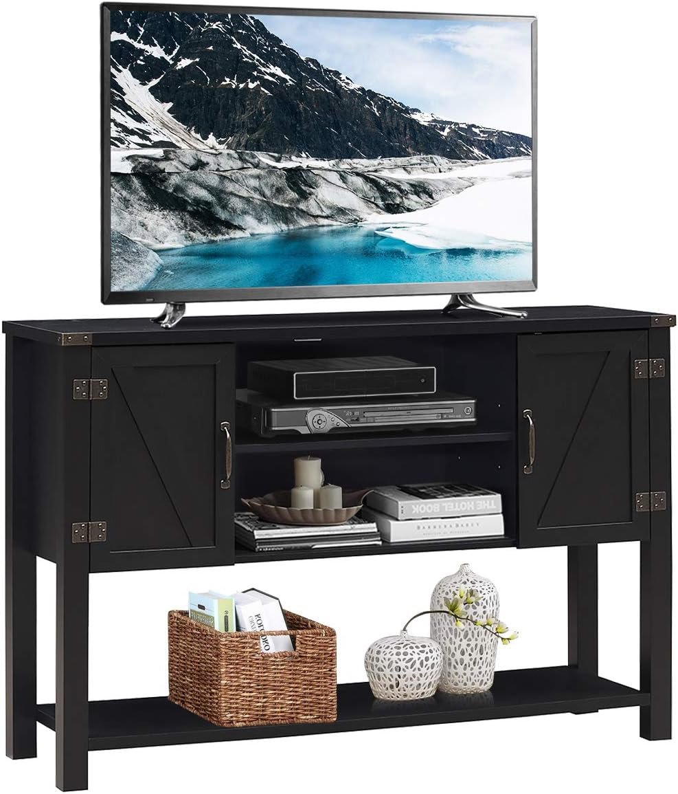 Tangkula TV Stand up to 60 Inch TVs, Modern Entertainment Center Stand with 2 Side