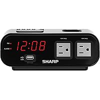 Amazon.com: SHARP Digital Alarm Clock with 2X Power Outlets with Surge ...
