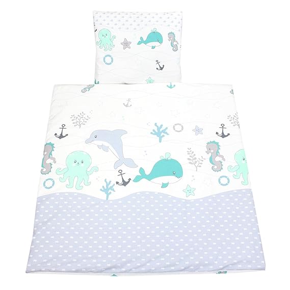 TupTam Unisex Baby Wiegenset 4-teilig, Farbe: Ozean Grün, Größe: 80x80 cm