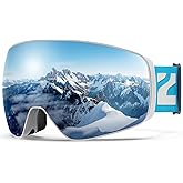 ZIONOR Ski Goggles, X12 100% OTG Snow Goggles Detachable Lens for Men Women Adult