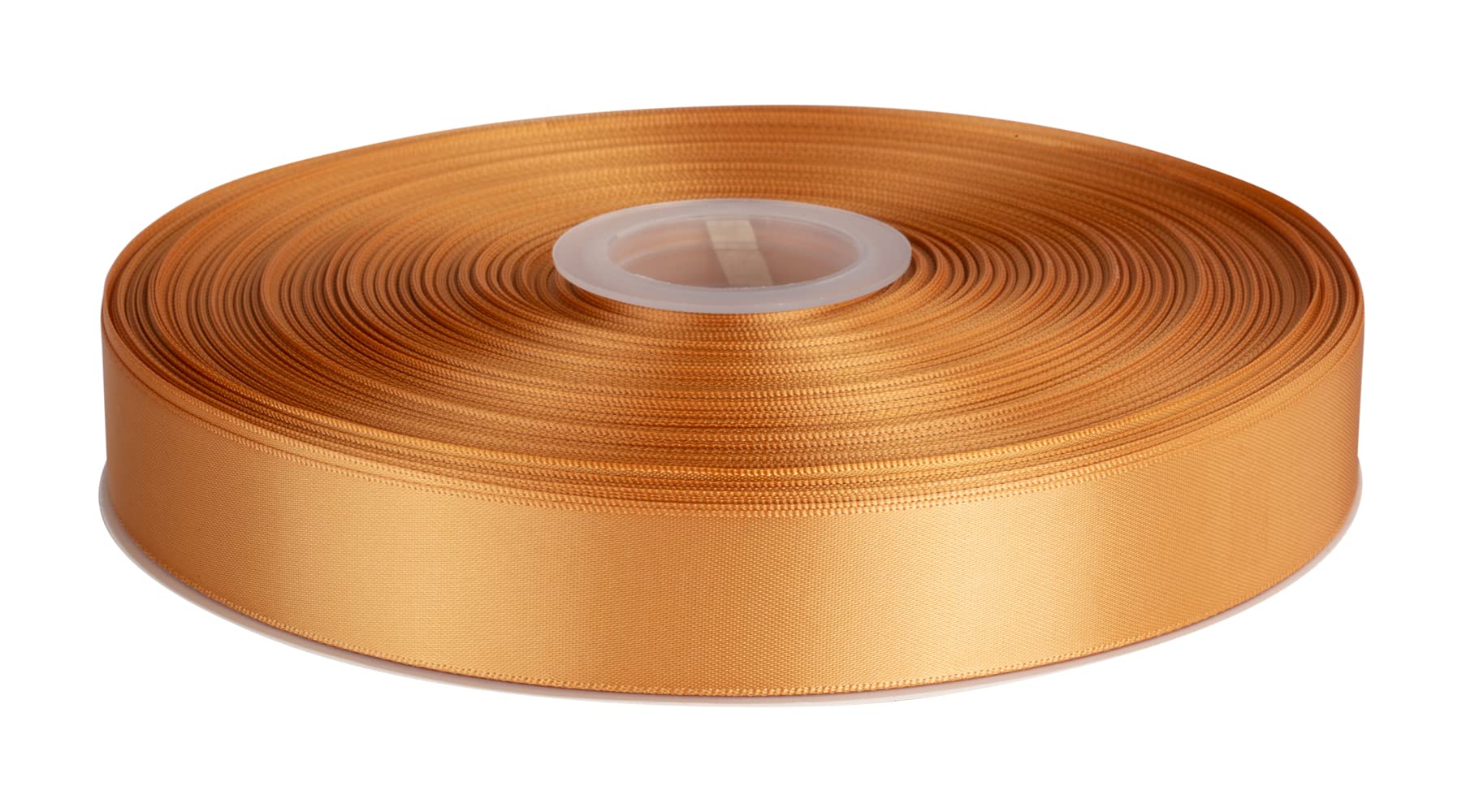 Double Faced Satin Ribbon, 25mm X 91M, Solid Polyester Ribbon for Gift Wrapping, Crafts, Wedding Party Ceremony Decoration, Floral Arrangement, Sewing (Old Gold)
