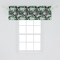 Ambesonne Grey and Green Window Valance, Nostalgic