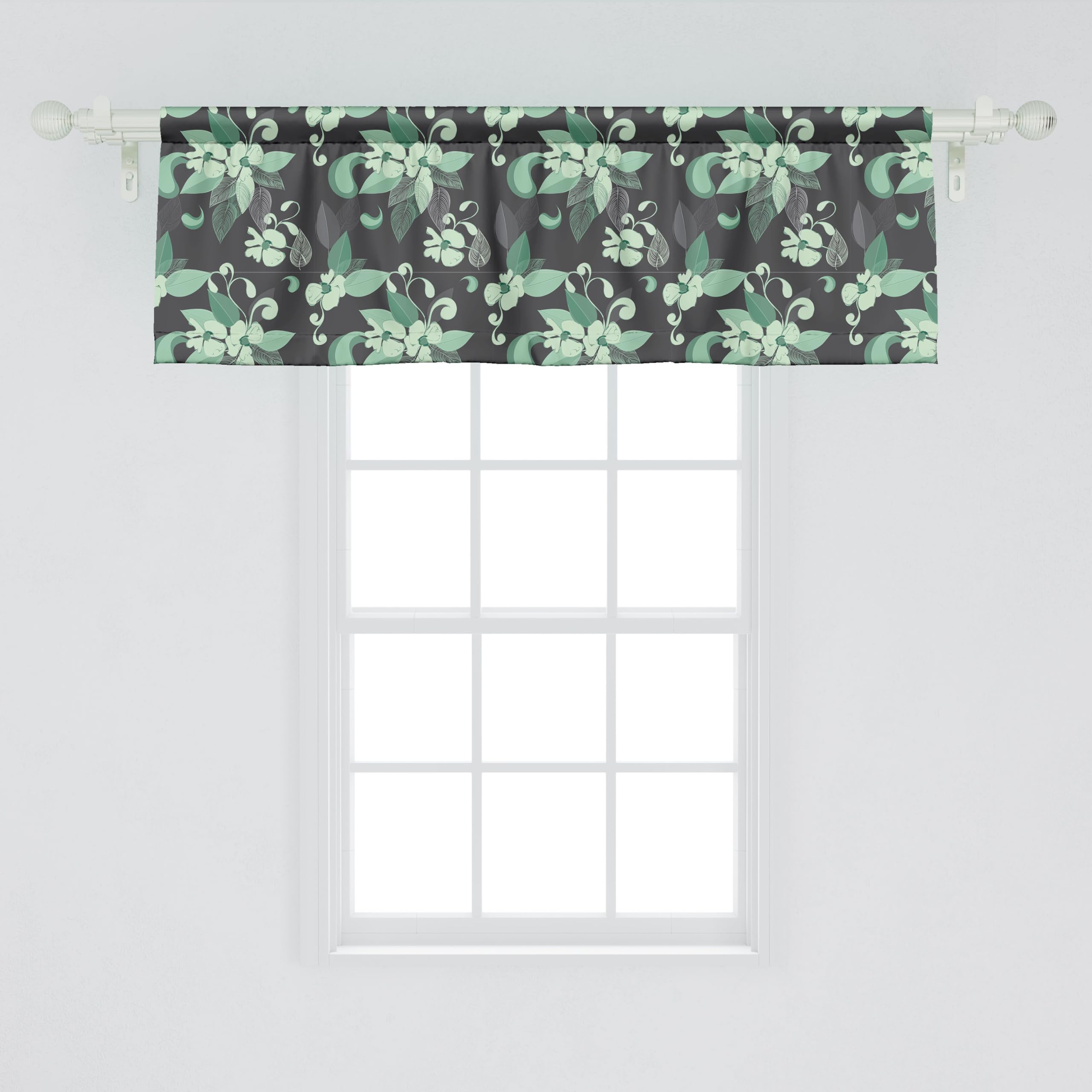 Ambesonne Grey and Green Window Valance, Nostalgic