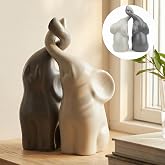QINJIEJIE Elephant Statue Figurines 14th Anniversary Ivory Gifts for Women | Elephant Loving Ivory Wedding Anniversary for Couples Modern Ceramic Elephants Sculpture Lucky Elephants Ornament in Love