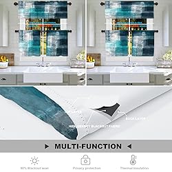 Batmerry Teal Soft Velvet Tier Curtains,Modern Art