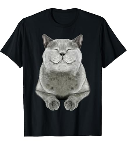 Amazon.com: British Grey Cat in Pocket T-Shirt Cats Tee Shirt