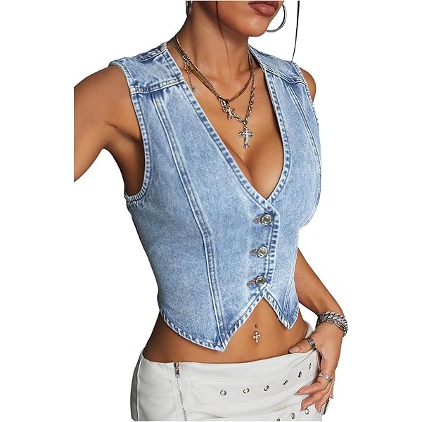 Floerns - Elegante Playera Sin Mangas Con Botones Para Mujer