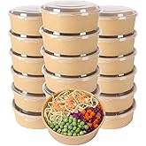 JAYEEY 17 oz Disposable Kraft Paper Bowls with Lids, Food Containers for Soup, Party Supplies, Treat Bowls - 50 Pack