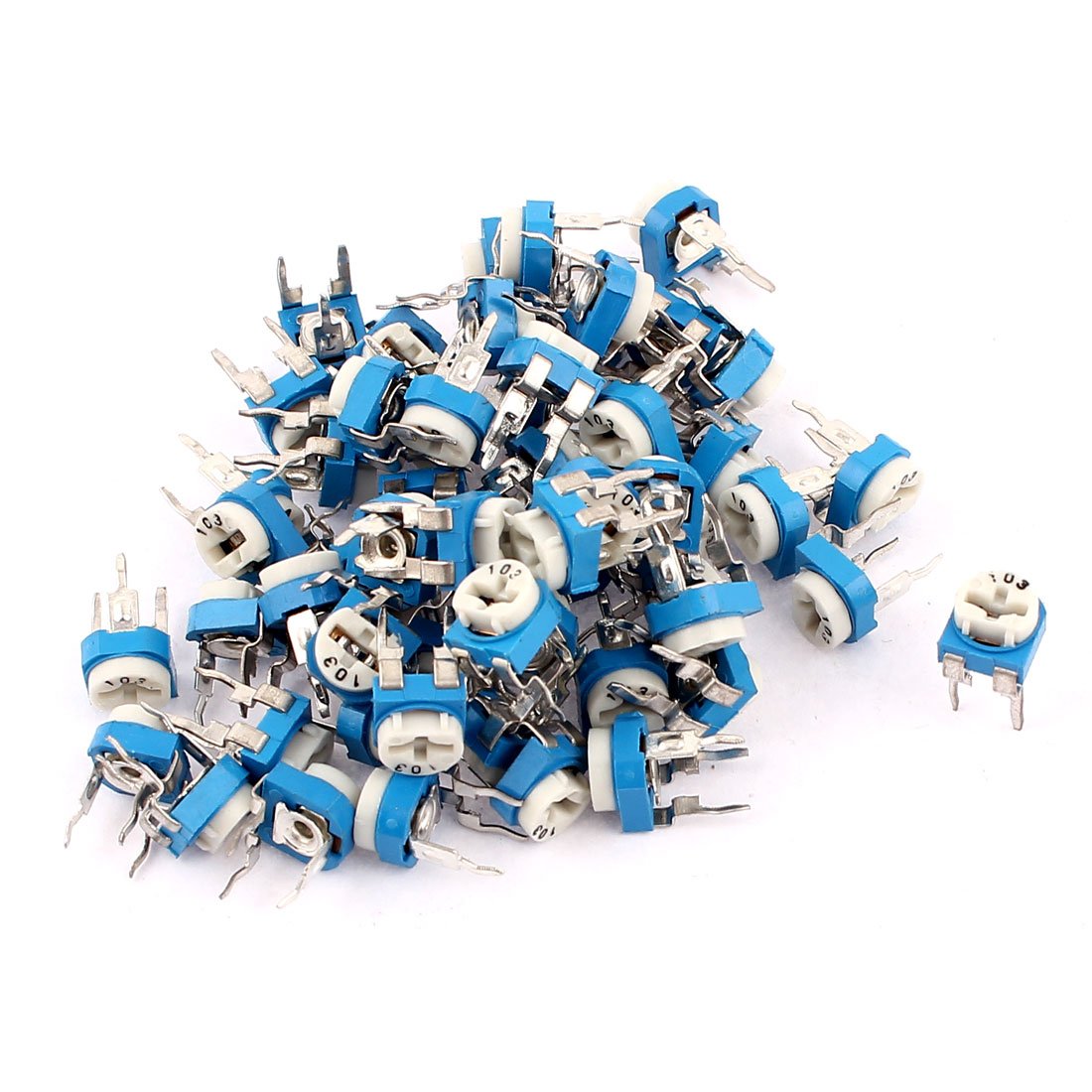 Sourcingmap 60Pcs 10K Ohm 3 Terminals Trimmer Potentiometer Adjustable Resistor