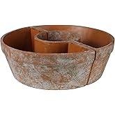 HomArt Tresco Rustic Half Round Terra Cotta and Cement Planter for Outdoor Sun Umbrella Poles - No Drainage Holes