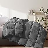 Cosybay Heavyweight Queen Feather Down Fiber Comforter - Dark Grey Fluffy Thicker Duvet Insert- Soft Bedding Comforters with Cotton Cover - 90 x 90 Inch
