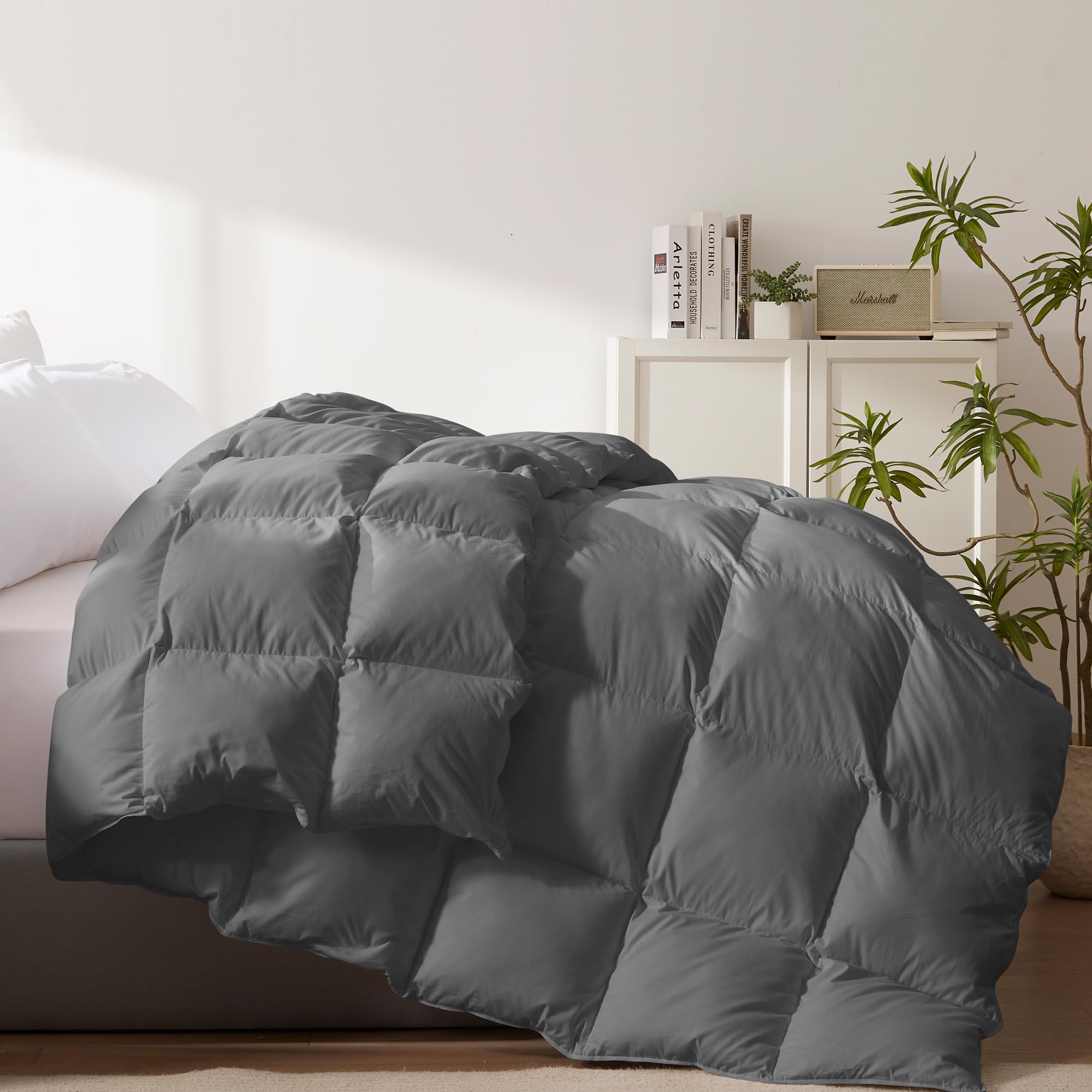 Photo 1 of Cosybay Heavyweight Twin Size Feather Down Fiber Comforter - GreyThicker Winter Duvet Insert, Ultra Soft 100% Cotton Cover, Luxury Hotel Bedding with Corner Tabs, 68"x90"