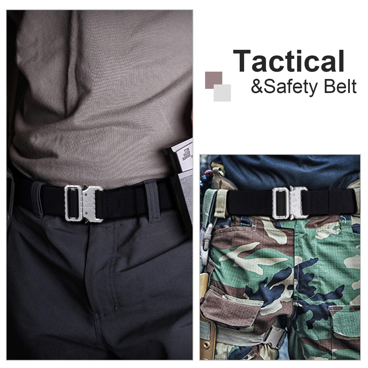 Whippy 2019 Tactical Military Webbing Nylon Belt,Webbing Gun Belt in Quick-Release Metal Buckle