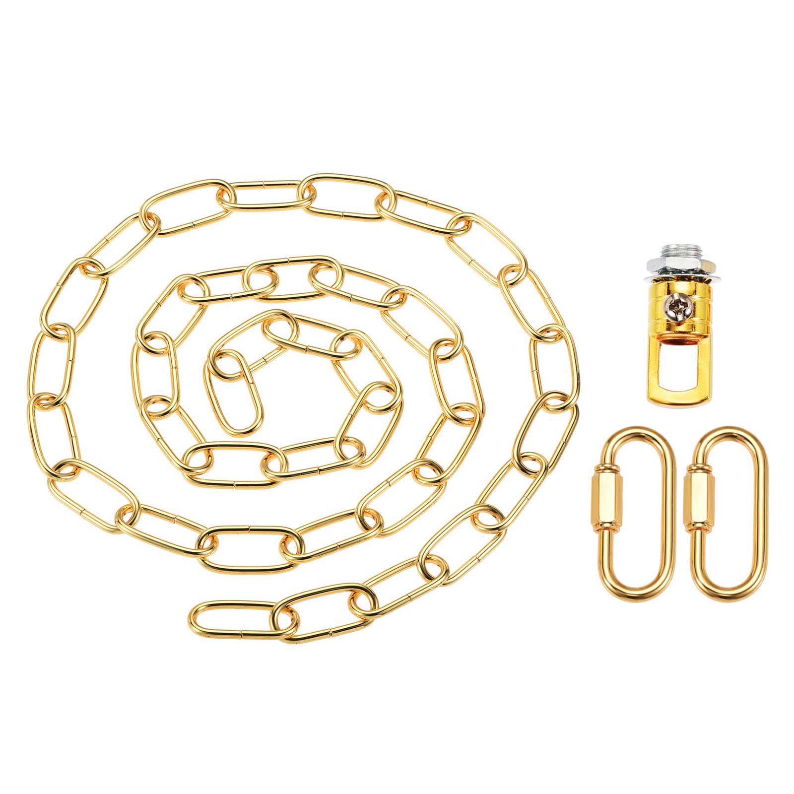 YOKIVE 1 Set Pendant Light Fixture Chain, 4mm Thick Chandelier Hanging Link with Connector Hooks Ring, Great for Ceiling Lights, Lamps (Golden, 56-Inch)