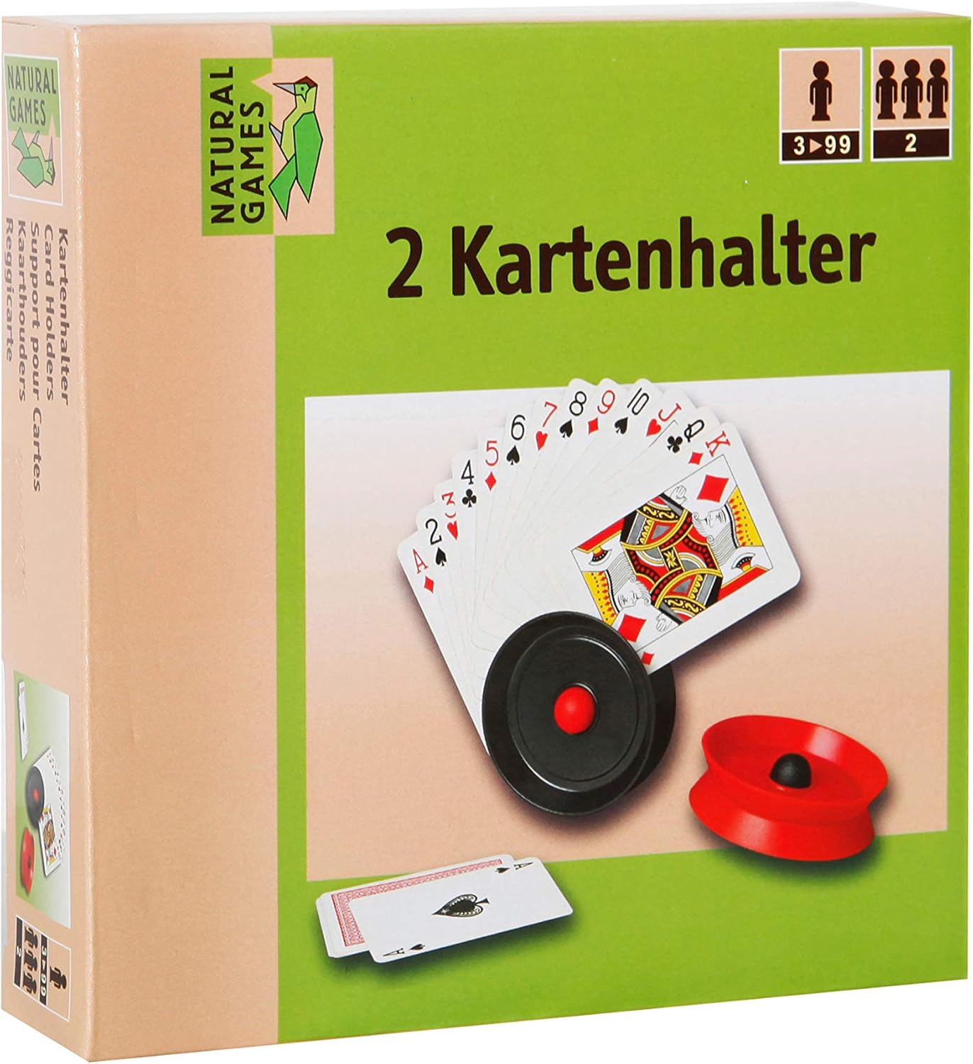 VEDES Großhandel GmbH - Ware 0061907076 Natural Games Card Holder Pack of 2, Mehrfarbig, 16 cm (W) x 15.5 cm (L) x 4 cm (H)