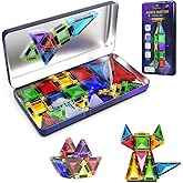 Desire Deluxe Micro Magnetic Tiles Building Blocks Toy - STEM Educational Travel Size Magnetic Blocks for Kids, Learning Sensory Montessori Toddler Magnetic Toys 3+ YO (Not Glitter, 28pc)