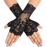 Avidlove Women Short Lace Glove Fingerless Sunblock Wrist Gloves Gothic | Exquisite Stretch Lace for All-day Comfort,Two Sizes for Perfect Fit，Opera Evening Wedding Tea Party Prom Cosplay Gothic