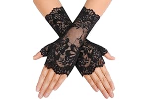 Avidlove Women Short Lace Gloves Fingerless Bridal Wrist Glove Opera Evening Wedding Tea Party Prom Cosplay Gothic Clothes