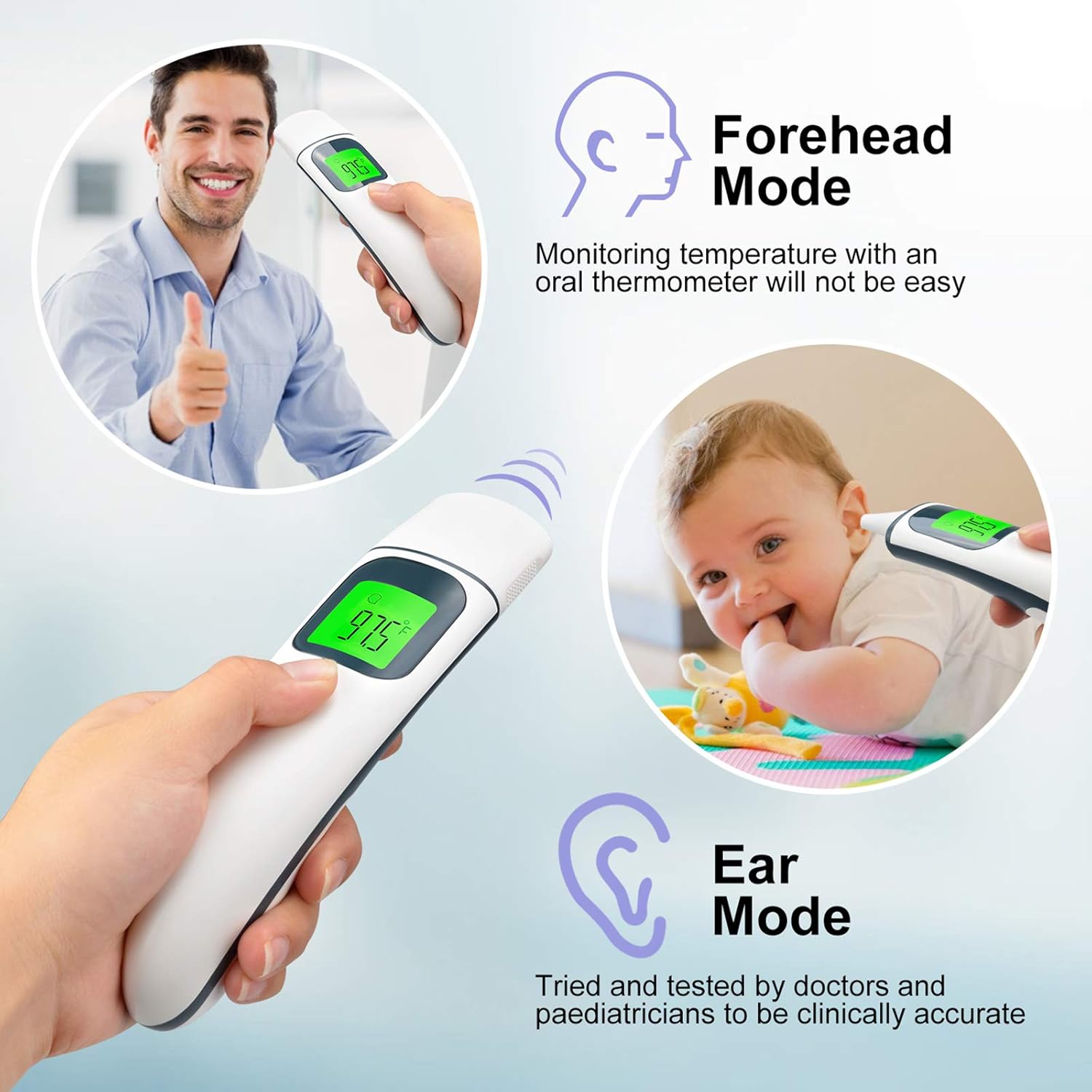 Thermometer for Adults No-Touch Forehead Thermometer Infrared Adult Thermometer for Fever Digital Thermometer for Adults Baby Thermometer Indoor Outdoor: Industrial & Scientific
