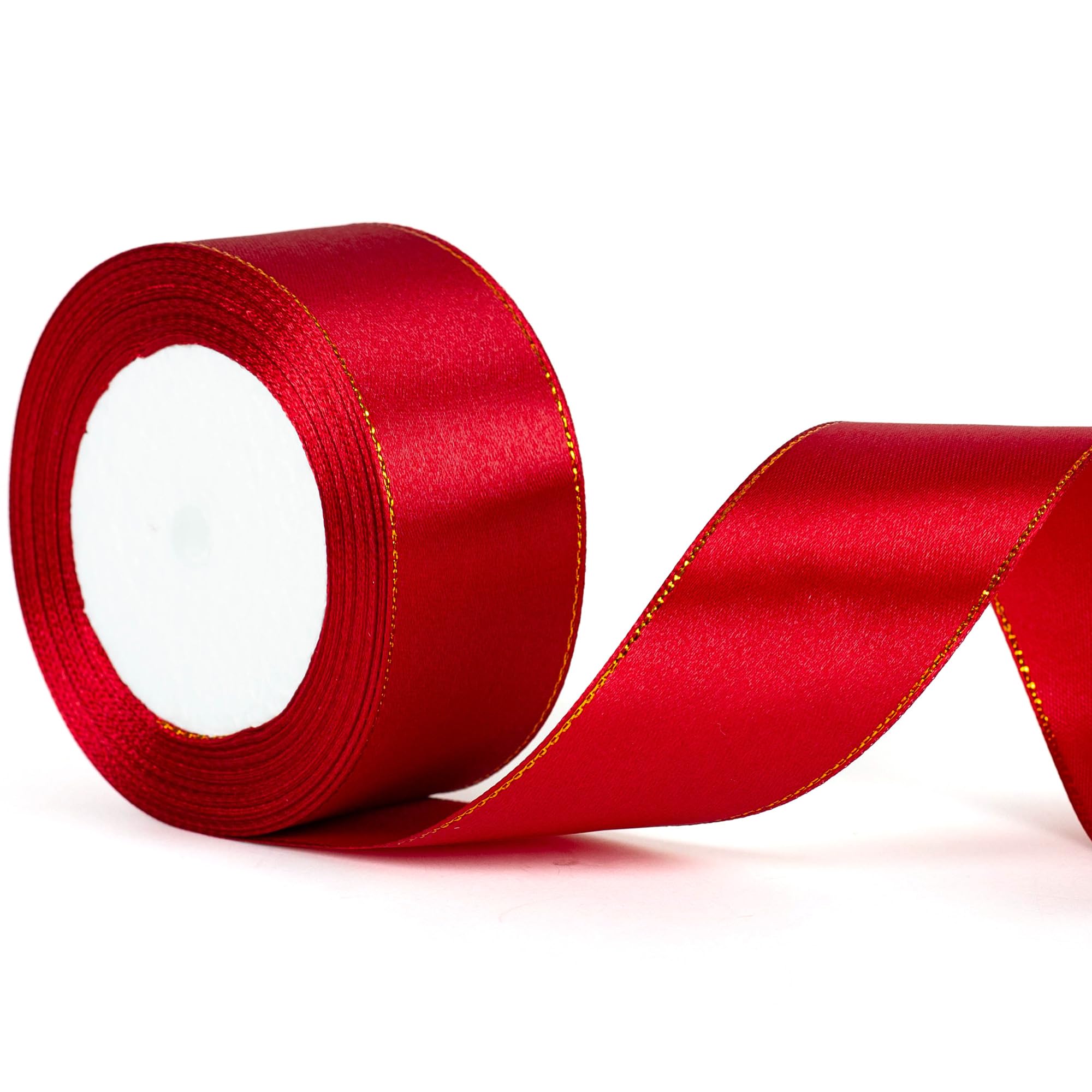 22m x 40mm Wide Dark Red Ribbon Thick Red Christmas Ribbon for Gift Wrapping, 1.5 inch Thick Burgundy Satin Ribbon for Christmas Tree Present Cake Xmas Gift Wrapping Bow Bouquet Crafts Decorations