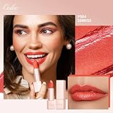 Oulac Coral Red Shimmer Lipstick Infinity Moisture vegan clean beauty Sunrise view 2